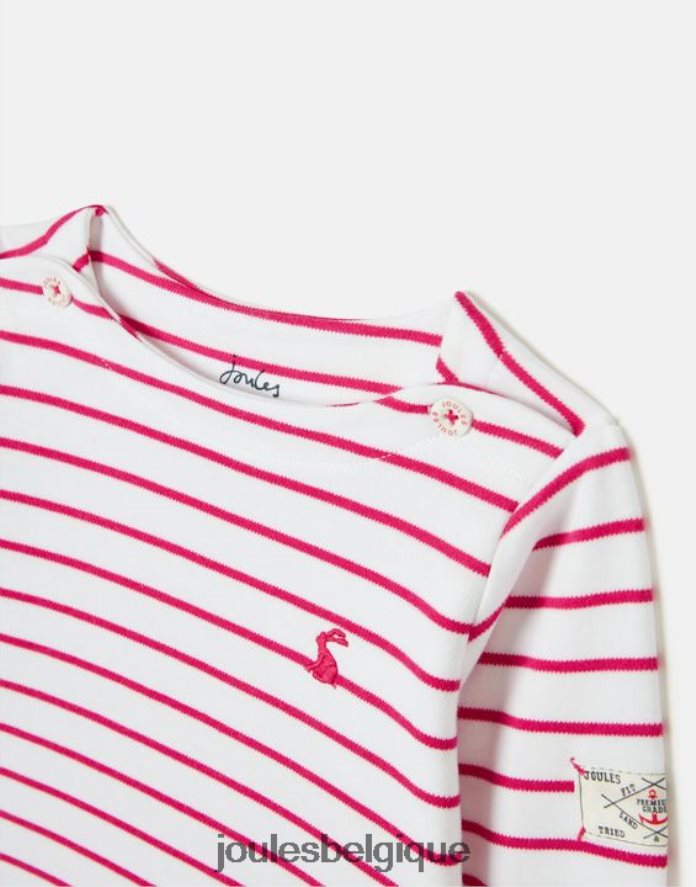 bande rose t-shirt manches longues à rayures portuaires 0 - 3 ans bébés vêtements Joules ND0H6T405