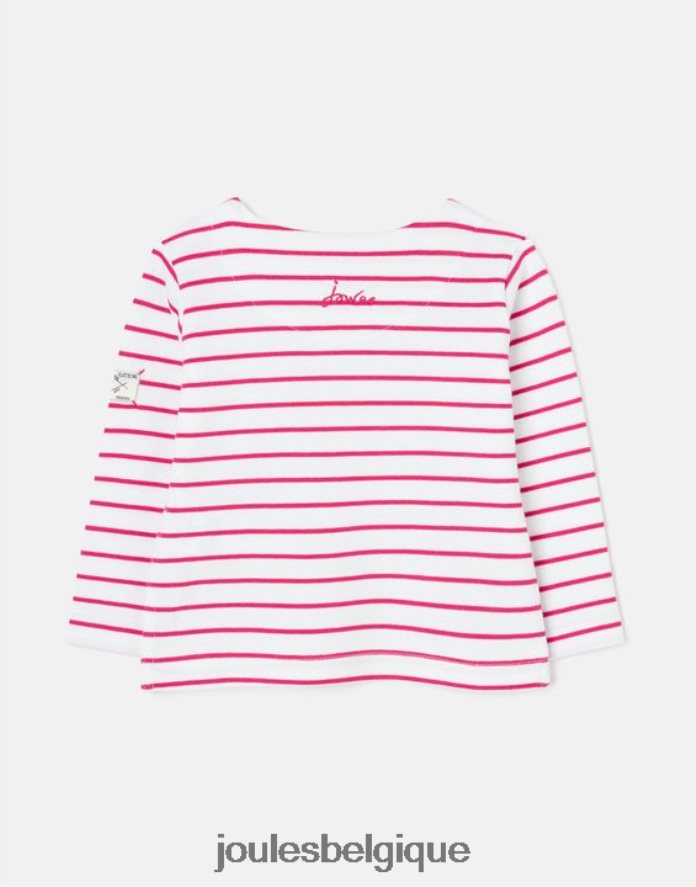 bande rose t-shirt manches longues à rayures portuaires 0 - 3 ans bébés vêtements Joules ND0H6T405