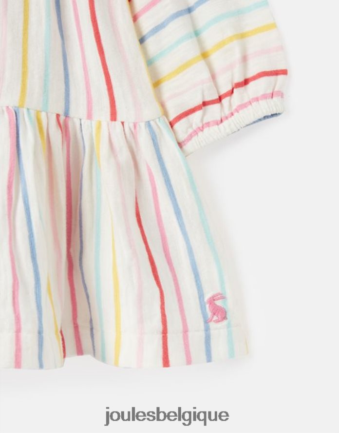 multi-rayures iola robe à manches longues et volants 0-3 ans filles vêtements Joules ND0H6T421