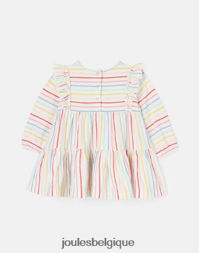 multi-rayures iola robe à manches longues et volants 0-3 ans filles vêtements Joules ND0H6T421