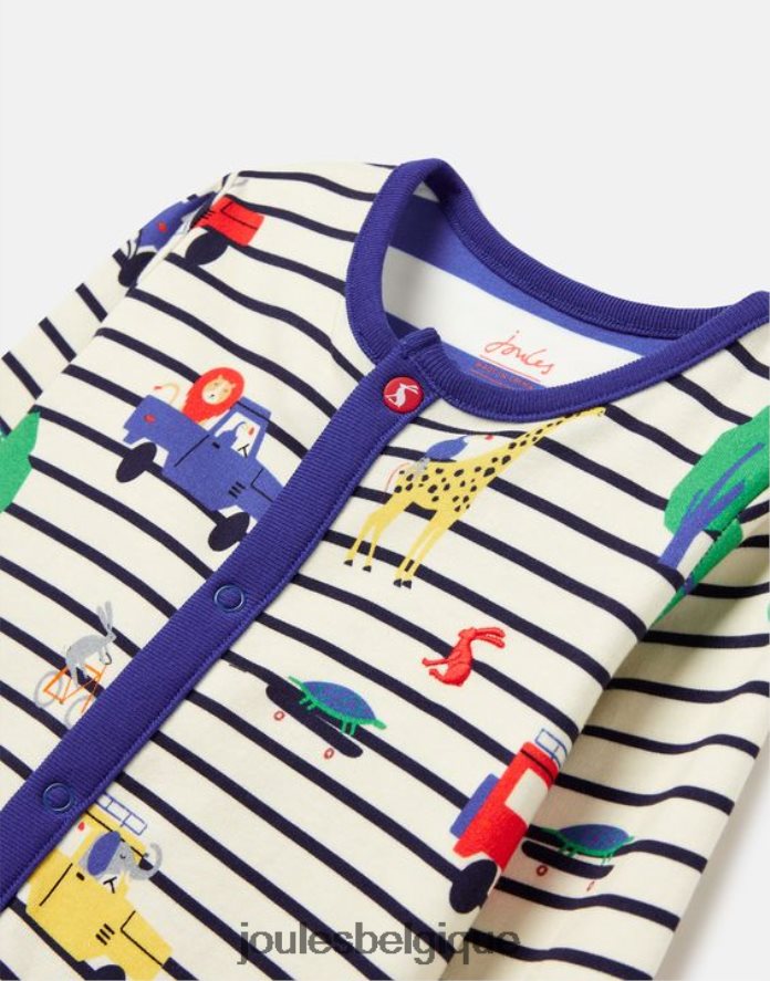 safari à rayures bleues razamataz combinaison imprimée en coton biologique 0-9 mois bébés vêtements Joules ND0H6T433