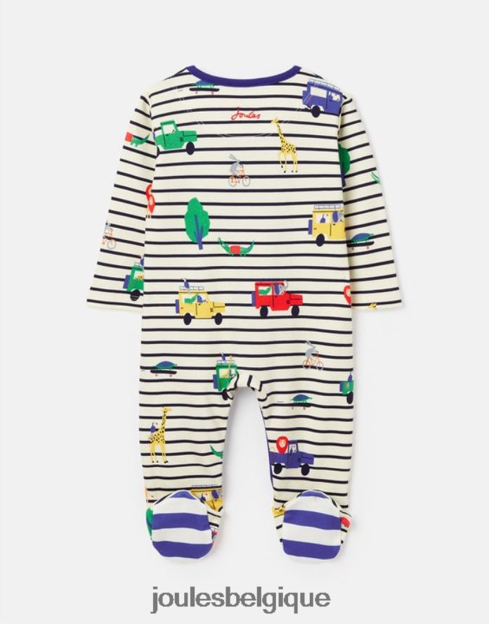 safari à rayures bleues razamataz combinaison imprimée en coton biologique 0-9 mois bébés vêtements Joules ND0H6T433
