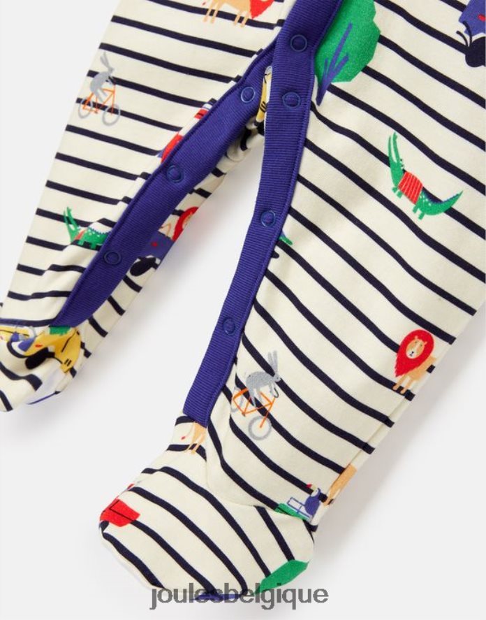 safari à rayures bleues razamataz combinaison imprimée en coton biologique 0-9 mois bébés vêtements Joules ND0H6T433