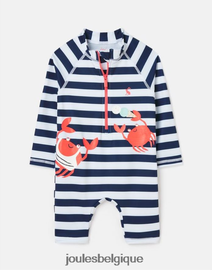 crabes à rayures marine combinaison anti-éruption solaire 0-3 ans bébés vêtements Joules ND0H6T431