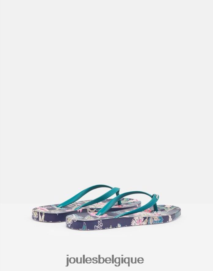 bleu marine fleuri tongs sunvale femmes chaussure Joules ND0H6T154