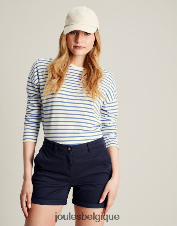 bande bleue haut à manches longues et épaules tombantes Esther femmes vêtements Joules ND0H6T34