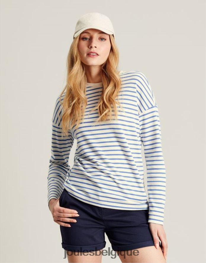 bande bleue haut à manches longues et épaules tombantes Esther femmes vêtements Joules ND0H6T34