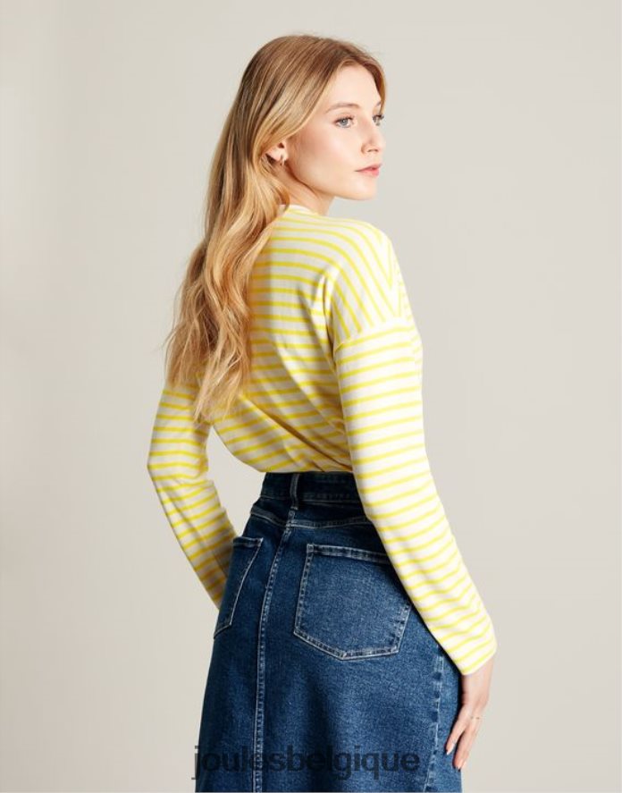 bande jaune haut à manches longues et épaules tombantes Esther femmes vêtements Joules ND0H6T10