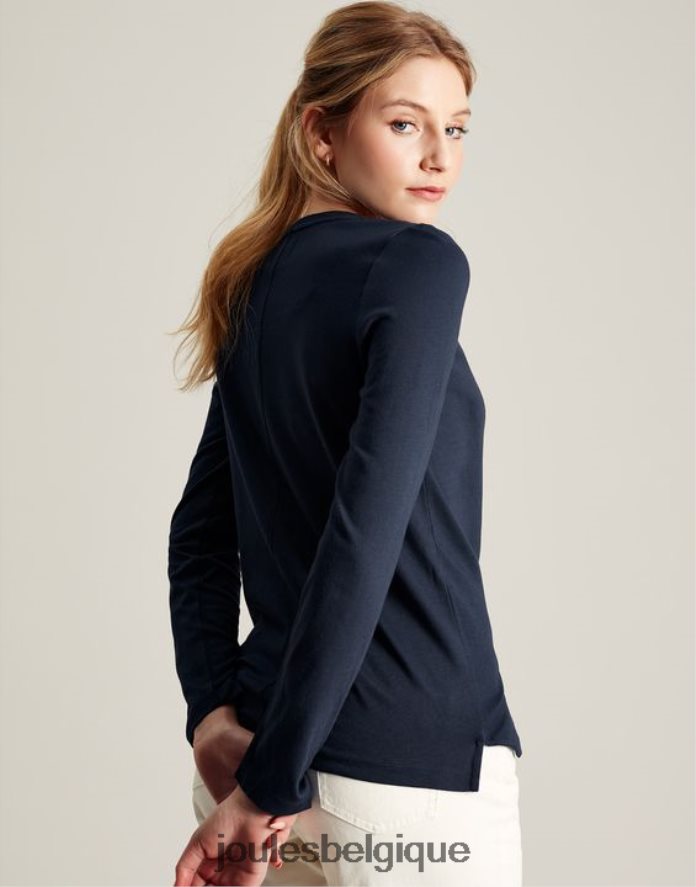 marine française haut à manches longues Holly Crew femmes vêtements Joules ND0H6T36