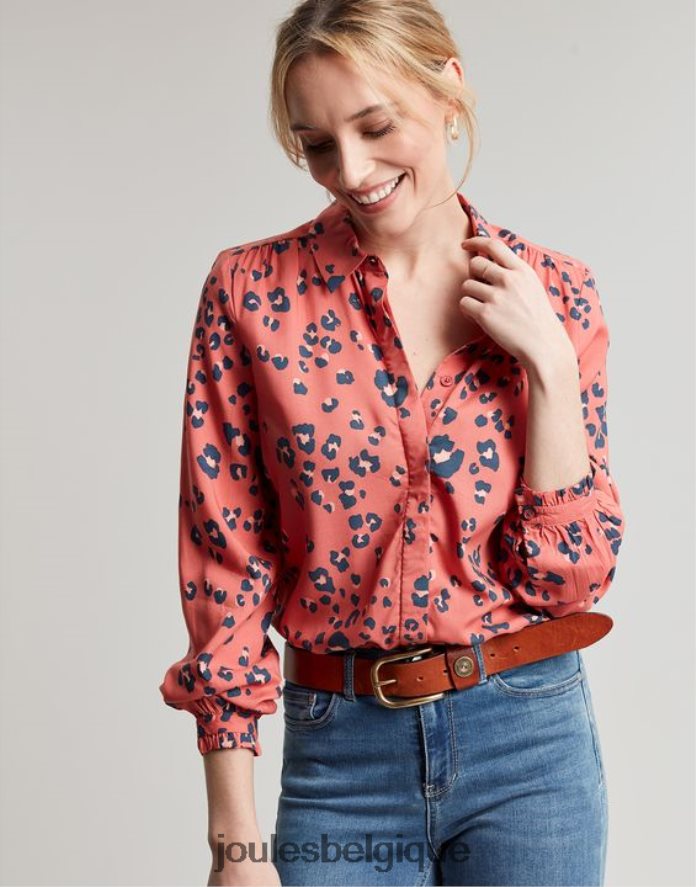léopard rouge chemise à patte de boutonnage dissimulée Kalina femmes vêtements Joules ND0H6T59