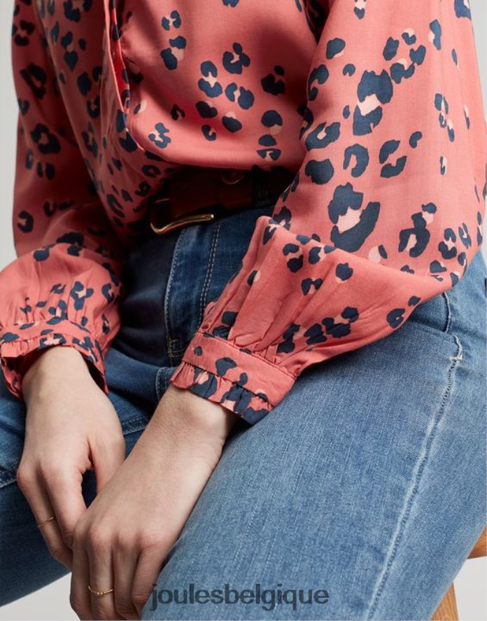 léopard rouge chemise à patte de boutonnage dissimulée Kalina femmes vêtements Joules ND0H6T59