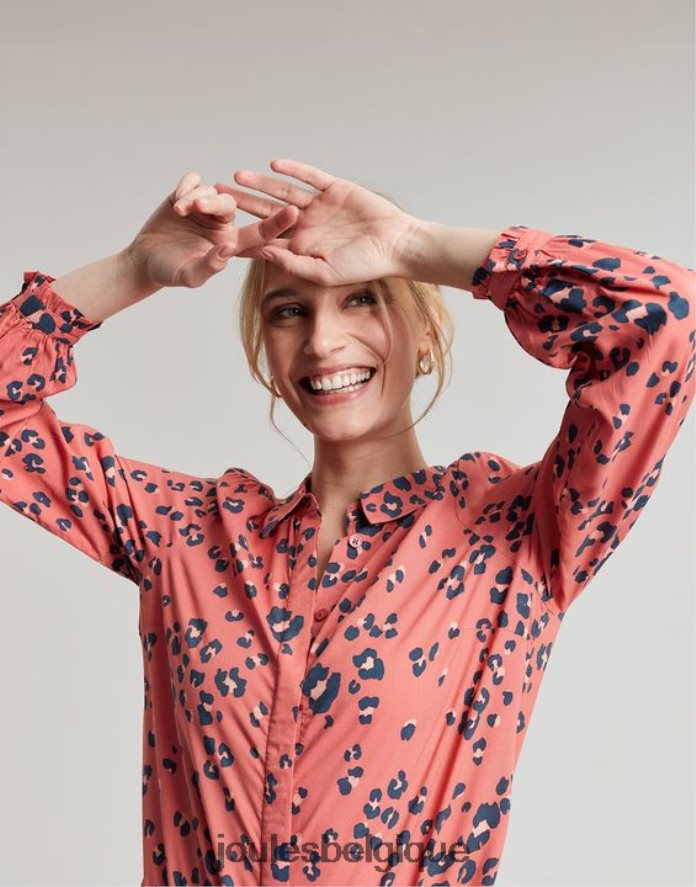léopard rouge chemise à patte de boutonnage dissimulée Kalina femmes vêtements Joules ND0H6T59