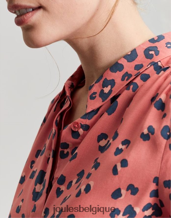 léopard rouge chemise à patte de boutonnage dissimulée Kalina femmes vêtements Joules ND0H6T59