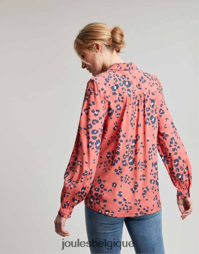 léopard rouge chemise à patte de boutonnage dissimulée Kalina femmes vêtements Joules ND0H6T59