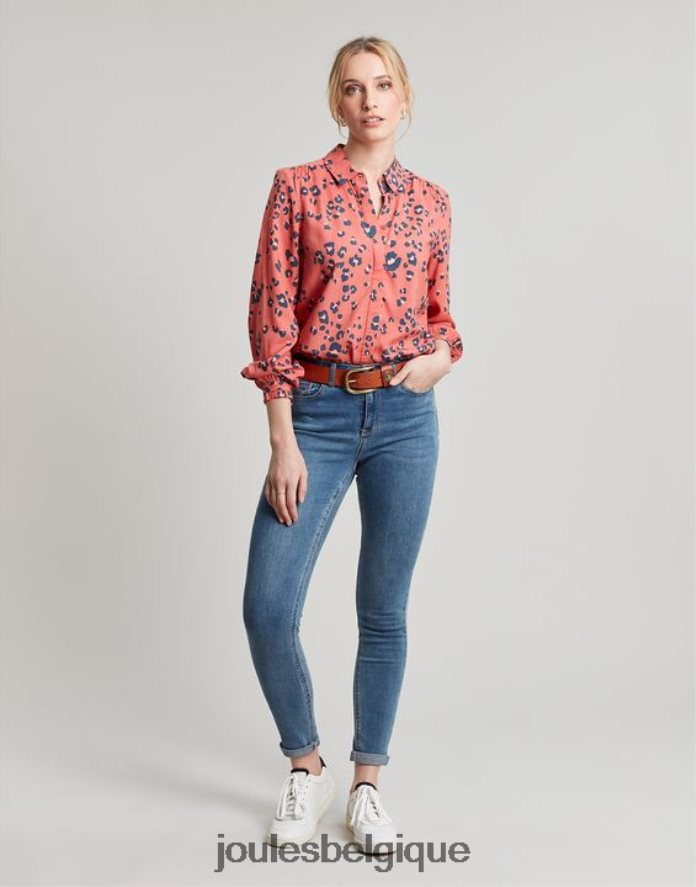 léopard rouge chemise à patte de boutonnage dissimulée Kalina femmes vêtements Joules ND0H6T59
