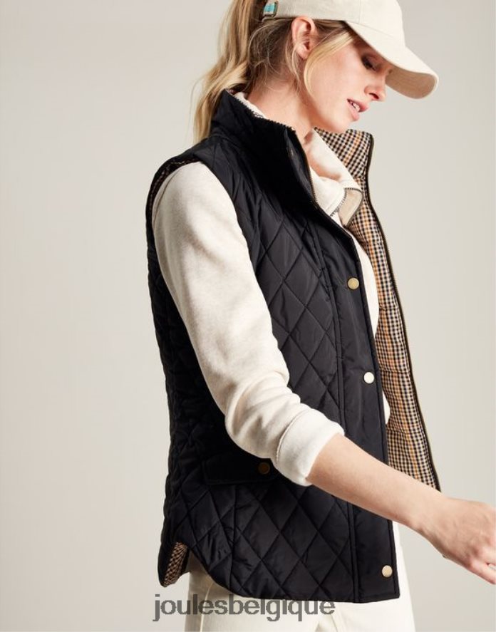 noir gilet réversible atwell à courtepointe en diamant femmes vêtements Joules ND0H6T50