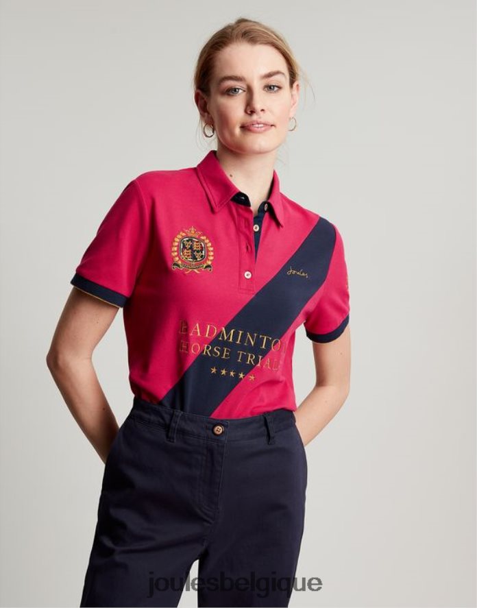 framboise profonde polo orné de badminton femmes vêtements Joules ND0H6T107