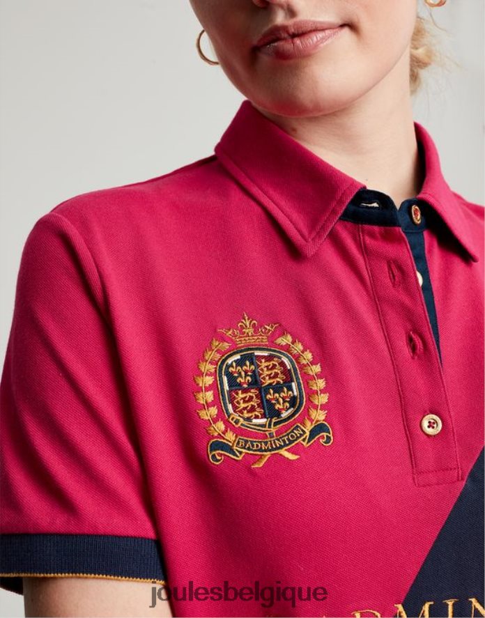 framboise profonde polo orné de badminton femmes vêtements Joules ND0H6T107