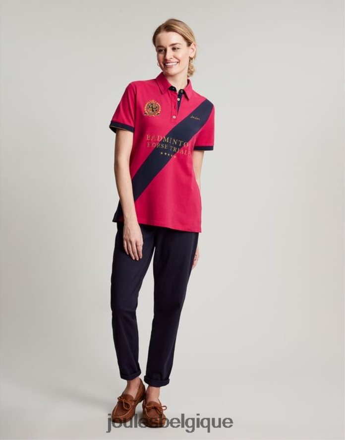 framboise profonde polo orné de badminton femmes vêtements Joules ND0H6T107