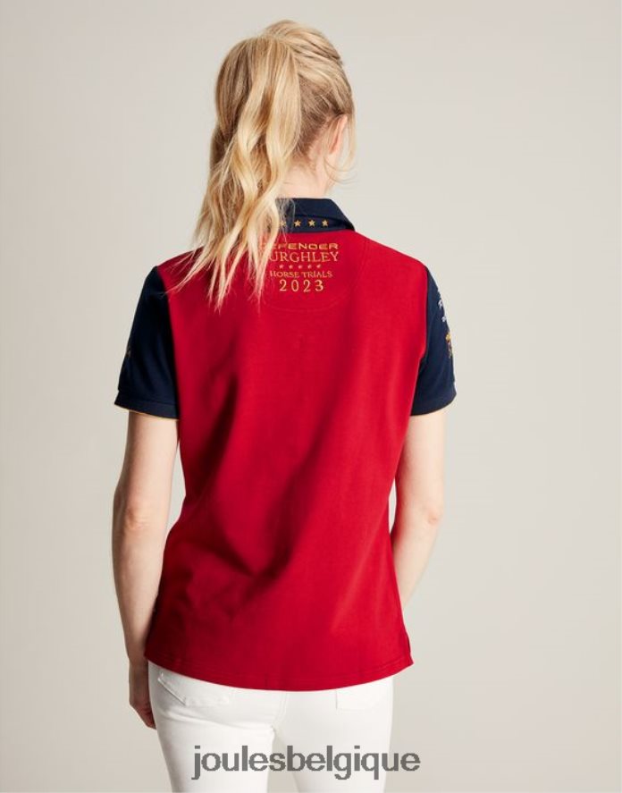 rouge foncé polo burghley femmes vêtements Joules ND0H6T120