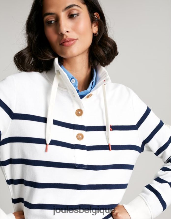 rayure crème marine sweat-shirt à col cheminée Southwold femmes vêtements Joules ND0H6T22