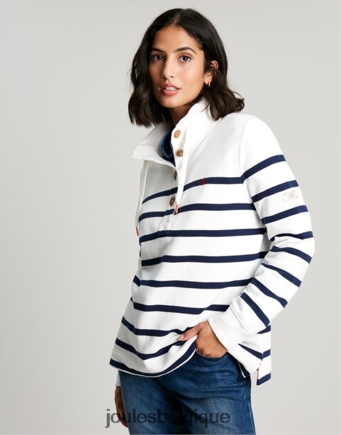 rayure crème marine sweat-shirt à col cheminée Southwold femmes vêtements Joules ND0H6T22