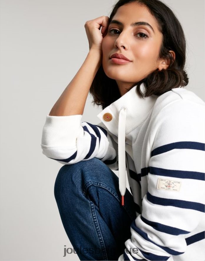 rayure crème marine sweat-shirt à col cheminée Southwold femmes vêtements Joules ND0H6T22