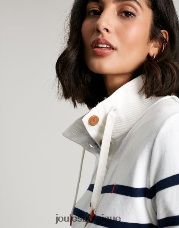 rayure crème marine sweat-shirt à col cheminée Southwold femmes vêtements Joules ND0H6T22