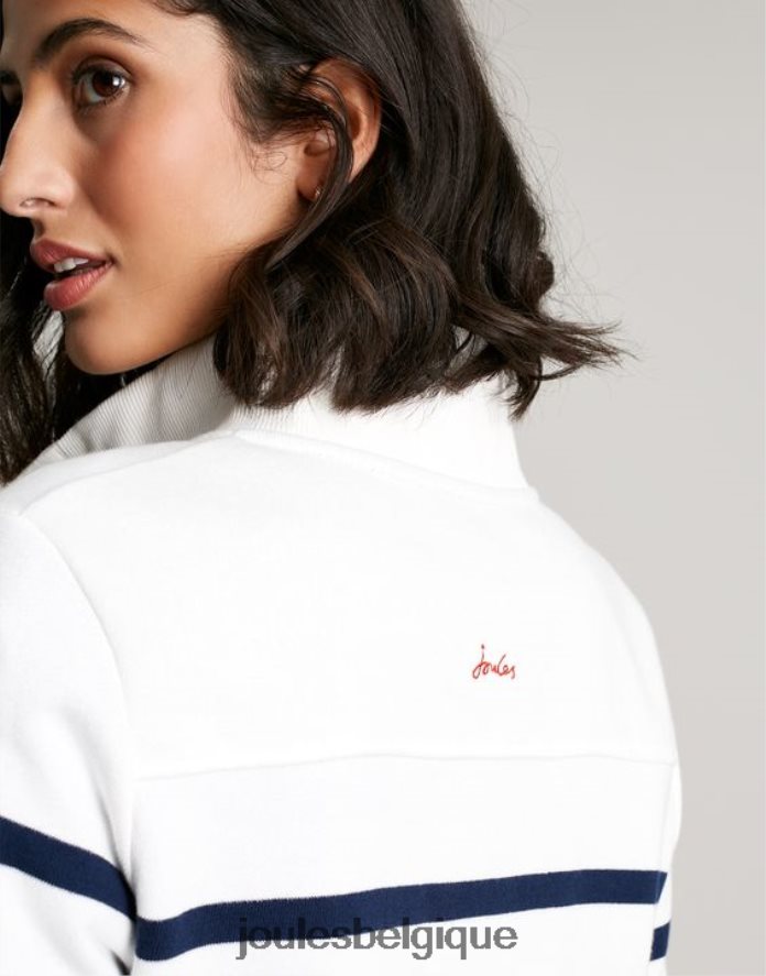 rayure crème marine sweat-shirt à col cheminée Southwold femmes vêtements Joules ND0H6T22