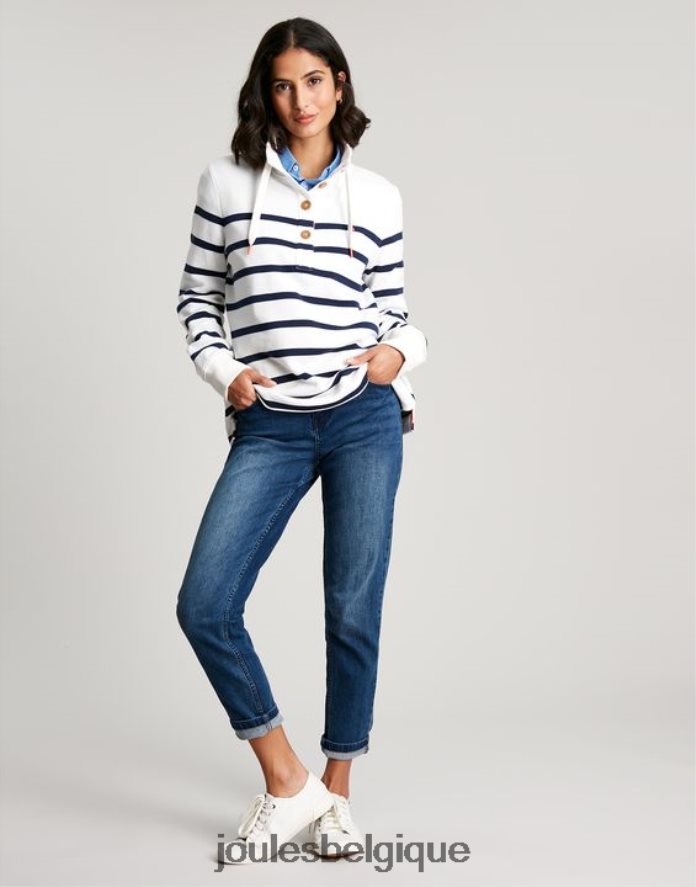 rayure crème marine sweat-shirt à col cheminée Southwold femmes vêtements Joules ND0H6T22
