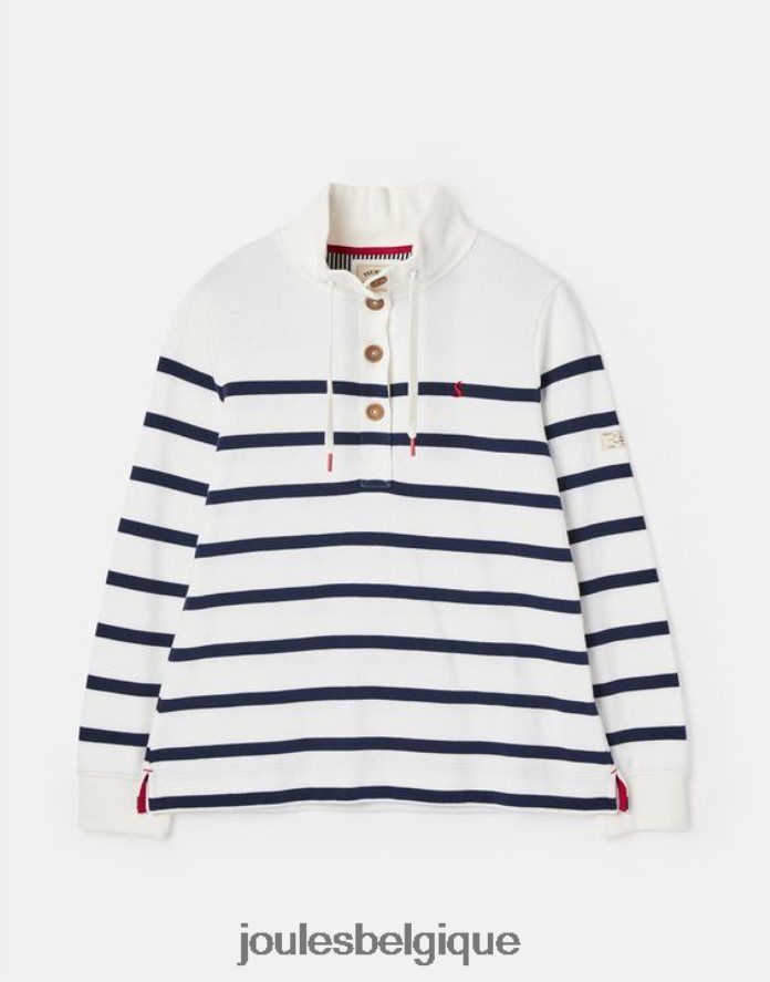 rayure crème marine sweat-shirt à col cheminée Southwold femmes vêtements Joules ND0H6T22