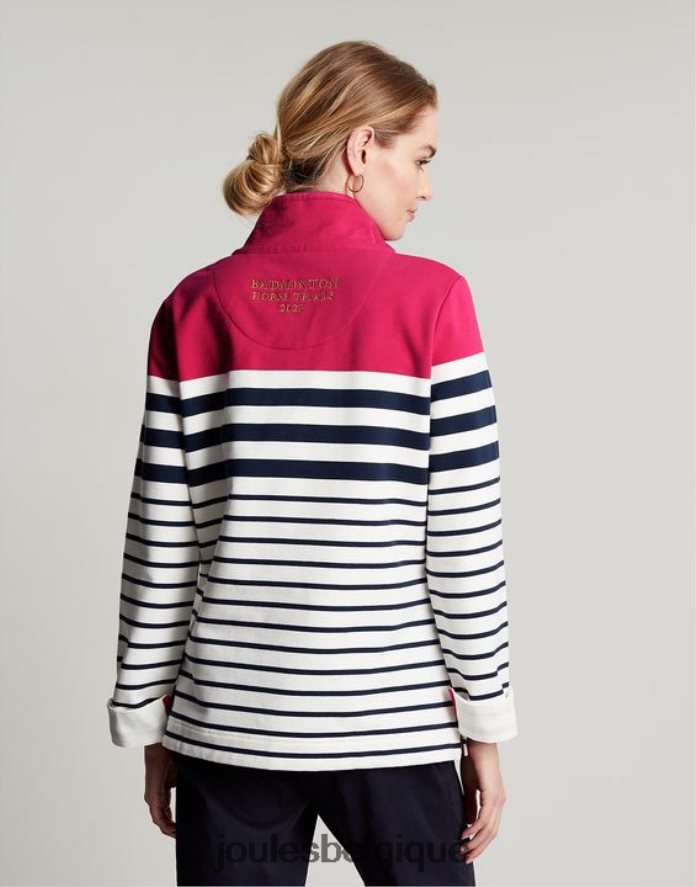 rayure marine rose badminton saunton sweat col cheminée femmes vêtements Joules ND0H6T28