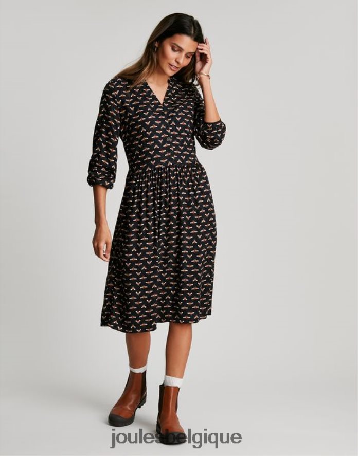 abeille noire robe chemise sophia à demi patte de boutonnage femmes vêtements Joules ND0H6T138