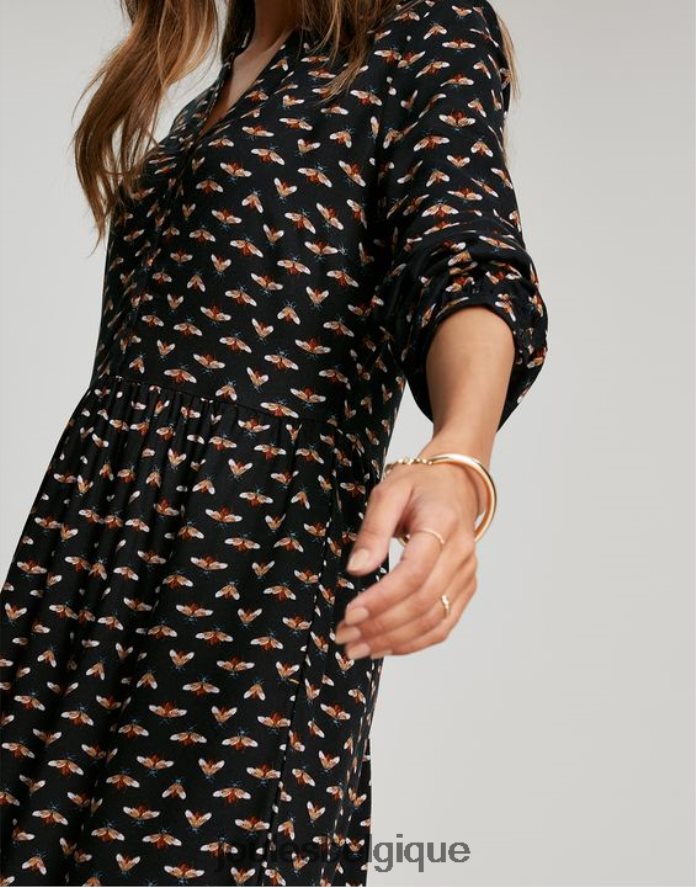 abeille noire robe chemise sophia à demi patte de boutonnage femmes vêtements Joules ND0H6T138