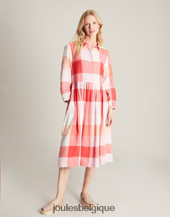 chèque rose robe chemise coupe décontractée faye femmes vêtements Joules ND0H6T7