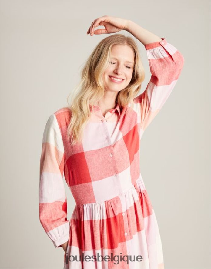 chèque rose robe chemise coupe décontractée faye femmes vêtements Joules ND0H6T7