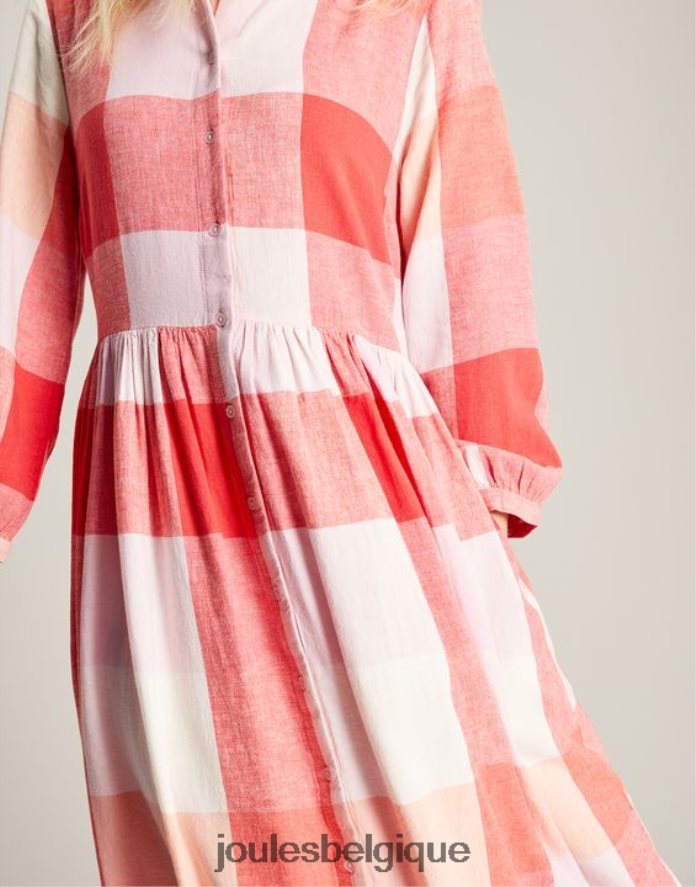 chèque rose robe chemise coupe décontractée faye femmes vêtements Joules ND0H6T7