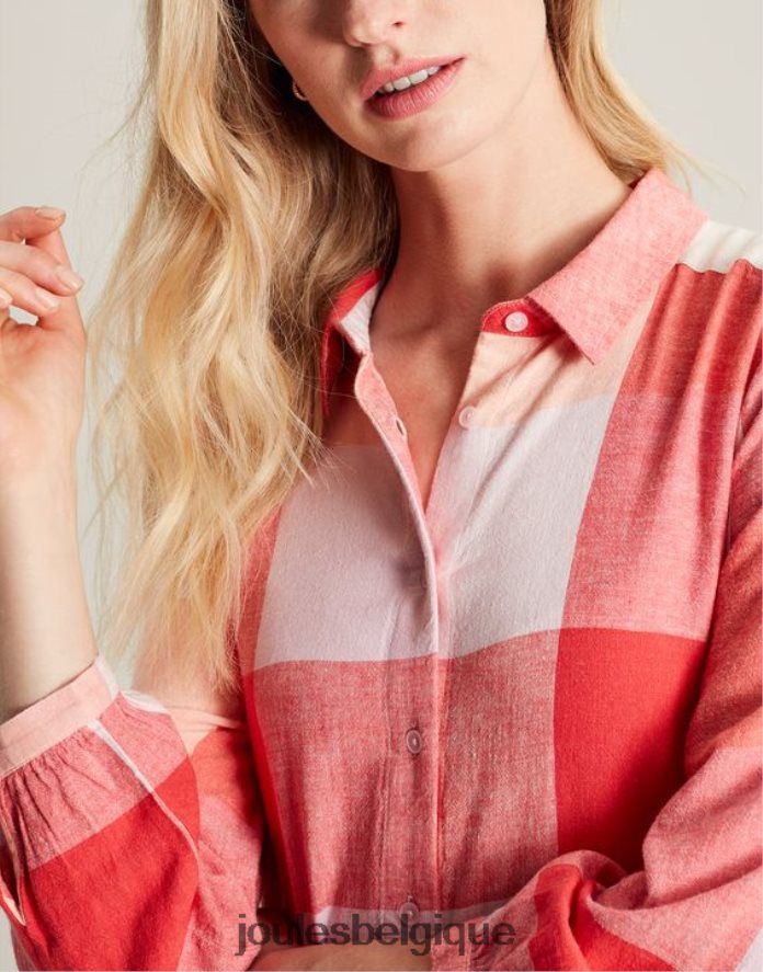 chèque rose robe chemise coupe décontractée faye femmes vêtements Joules ND0H6T7