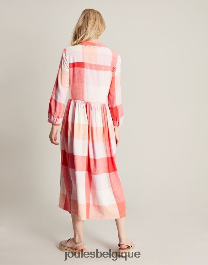 chèque rose robe chemise coupe décontractée faye femmes vêtements Joules ND0H6T7