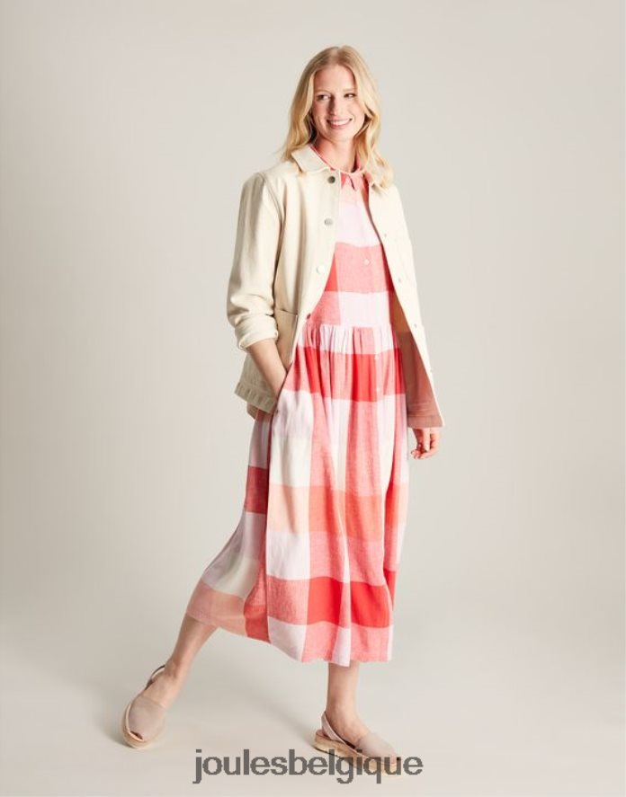 chèque rose robe chemise coupe décontractée faye femmes vêtements Joules ND0H6T7
