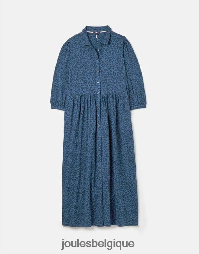 léopard bleu robe-chemise mi-longue en jersey nova femmes vêtements Joules ND0H6T94