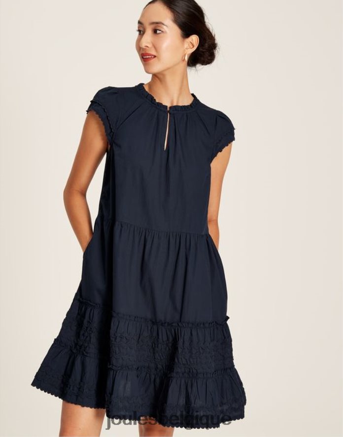 marine marine robe courte à volants Grace femmes vêtements Joules ND0H6T29