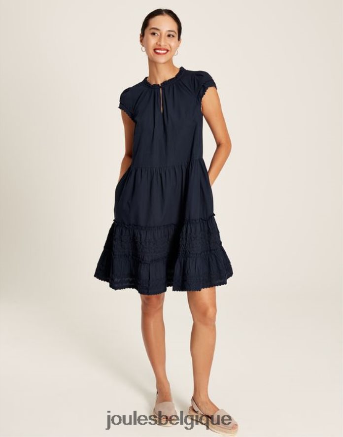 marine marine robe courte à volants Grace femmes vêtements Joules ND0H6T29