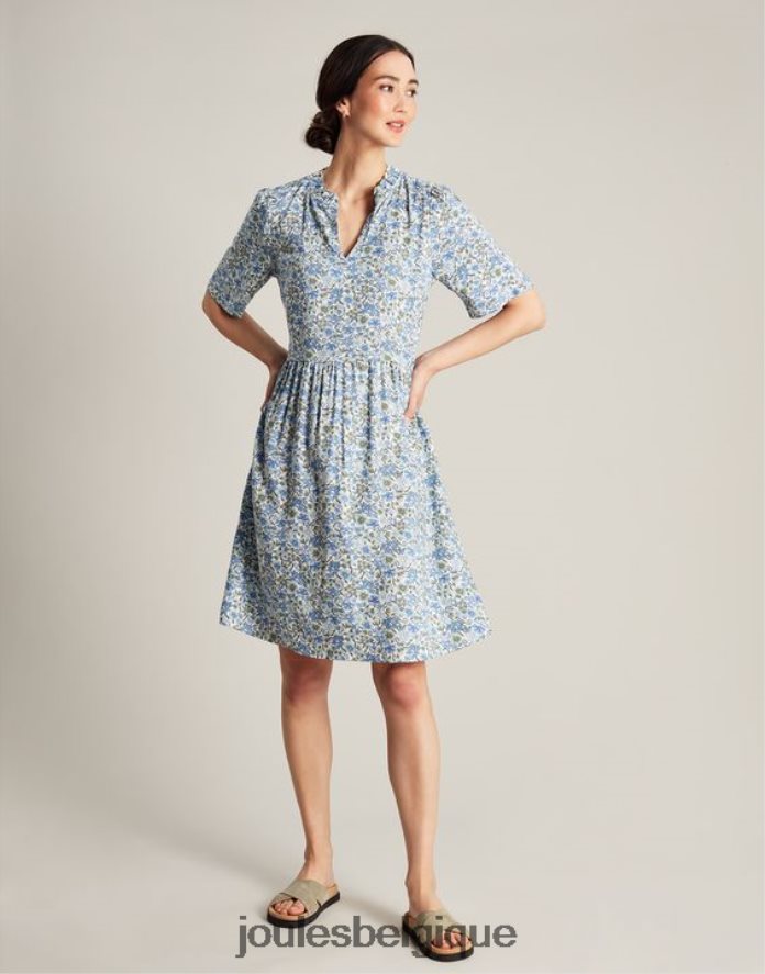 petite puce bleue robe courte à encolure volantée lotty femmes vêtements Joules ND0H6T17
