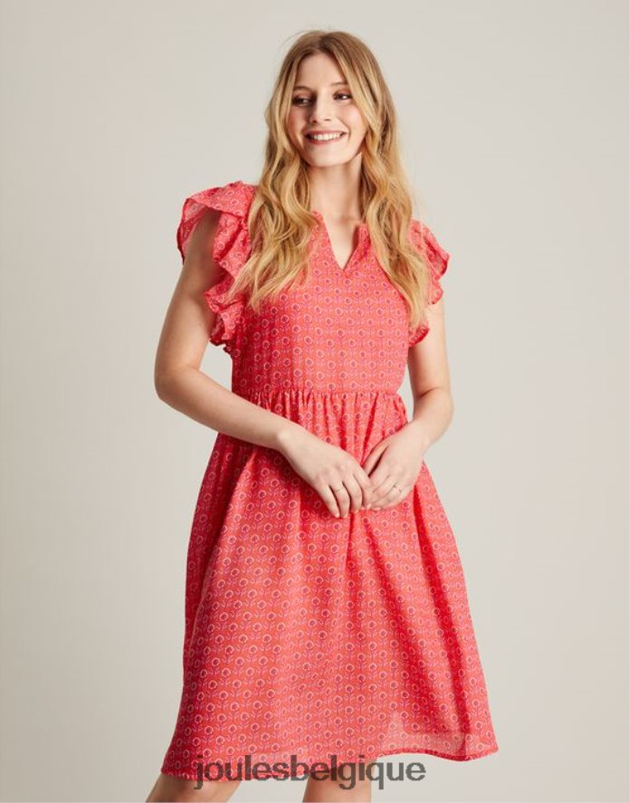 petite rose robe courte à volants Faith femmes vêtements Joules ND0H6T18