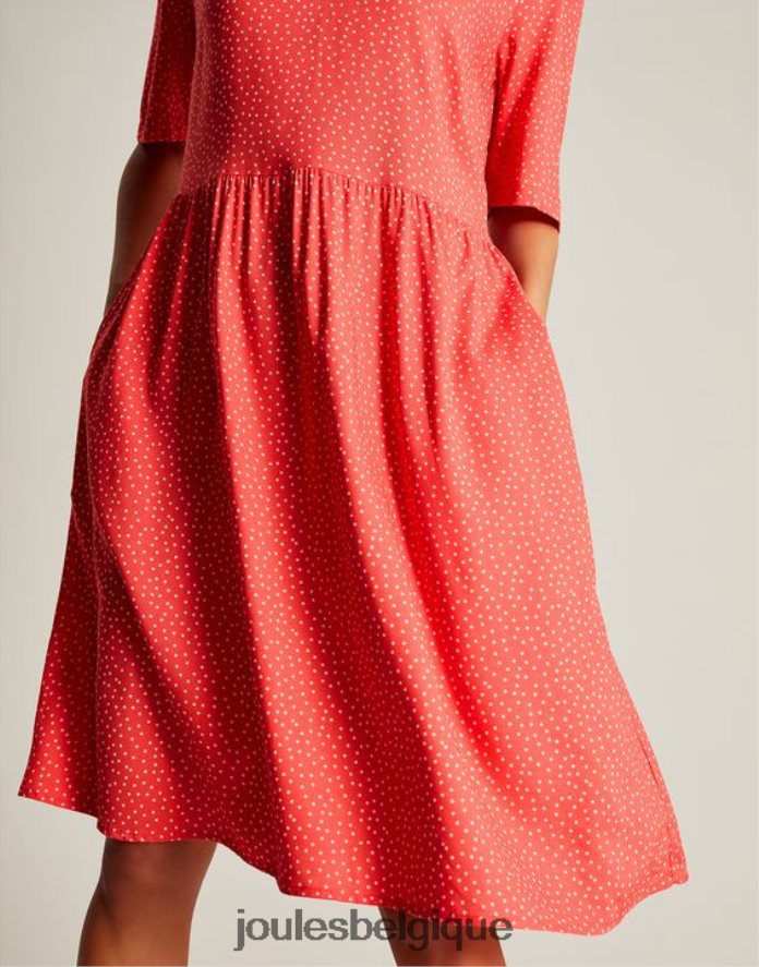 point rouge robe courte à encolure volantée lotty femmes vêtements Joules ND0H6T97