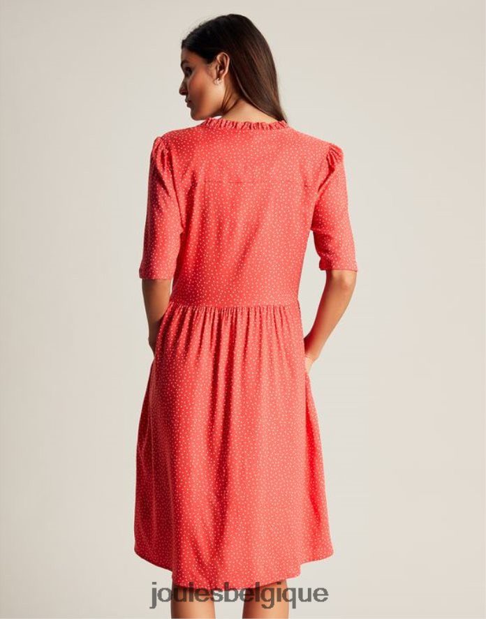point rouge robe courte à encolure volantée lotty femmes vêtements Joules ND0H6T97