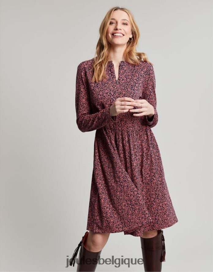 rose petite robe en jersey zippée aurora femmes vêtements Joules ND0H6T38