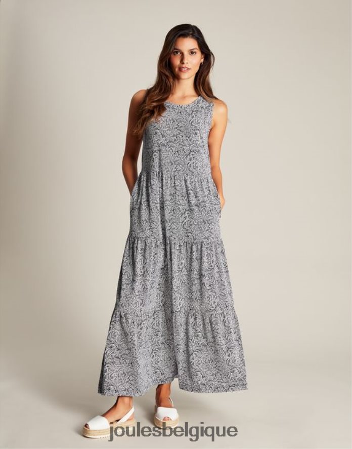 saule bleu foncé robe jayne en jersey à volants femmes vêtements Joules ND0H6T100