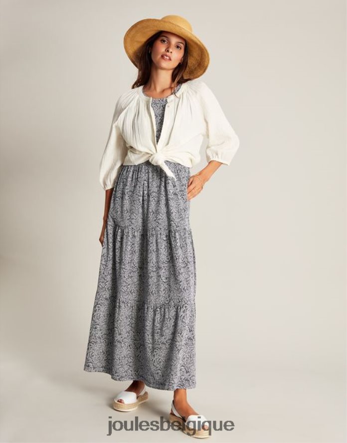 saule bleu foncé robe jayne en jersey à volants femmes vêtements Joules ND0H6T100